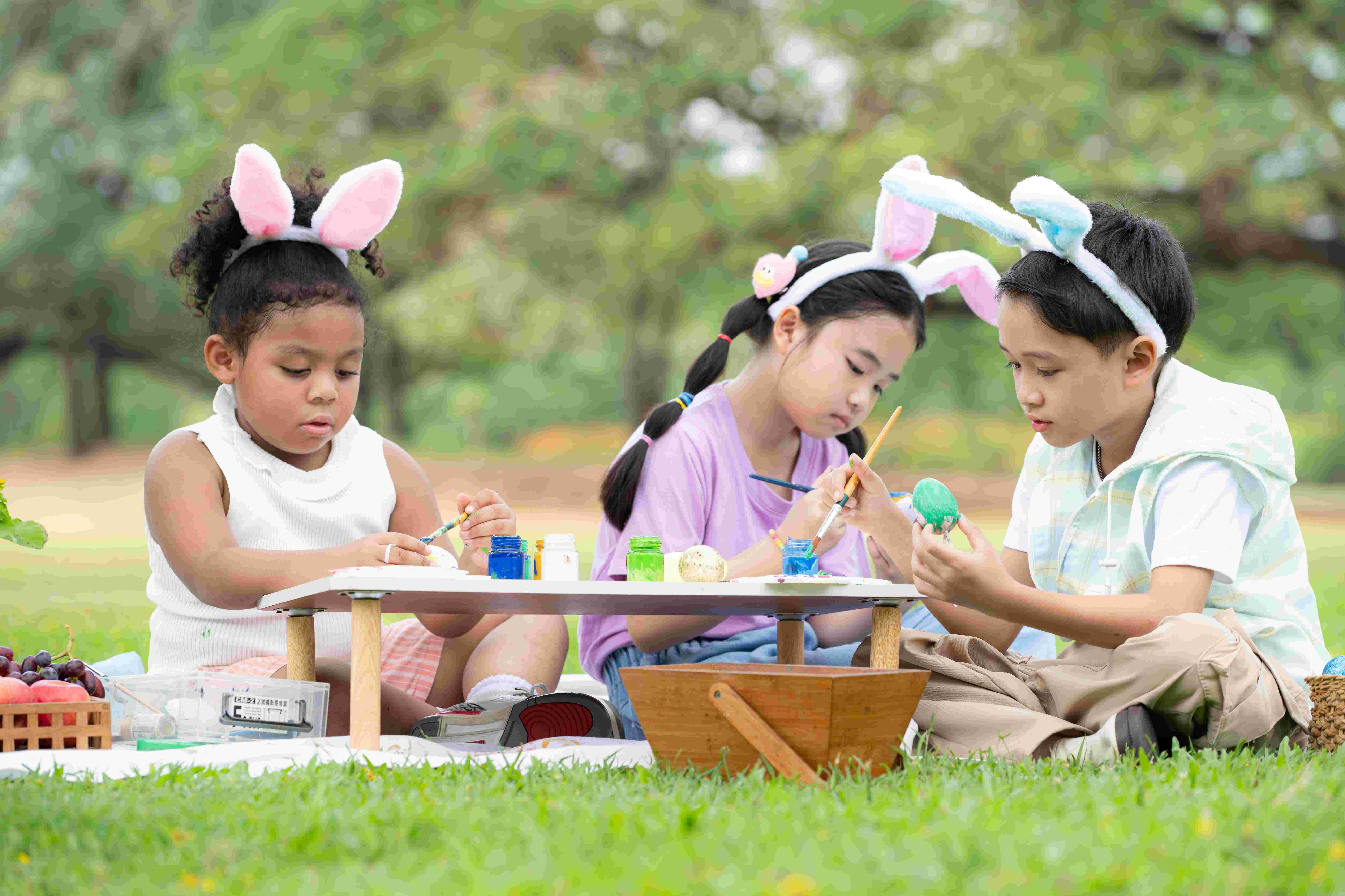 children doing Easter crafts